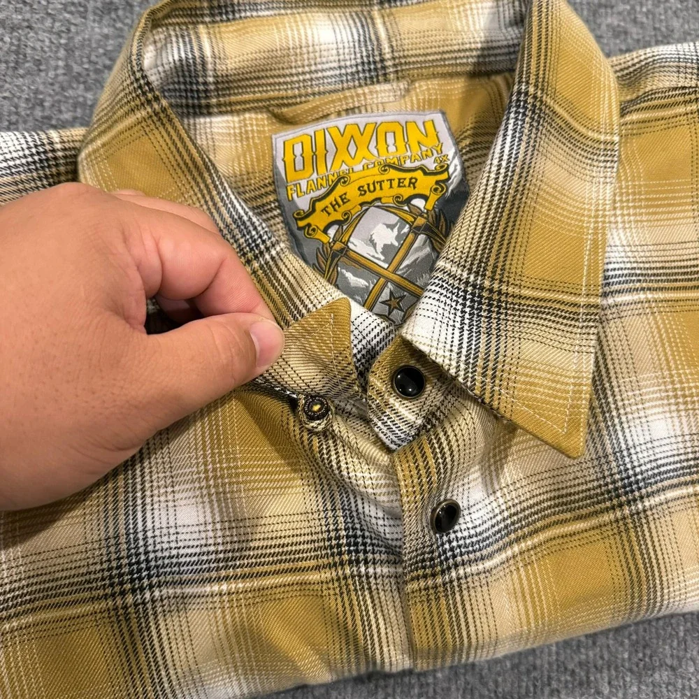 Dixxon Flannel The Sutter Mens 4X Yellow/gold Plaid Pearl Snap Closure
